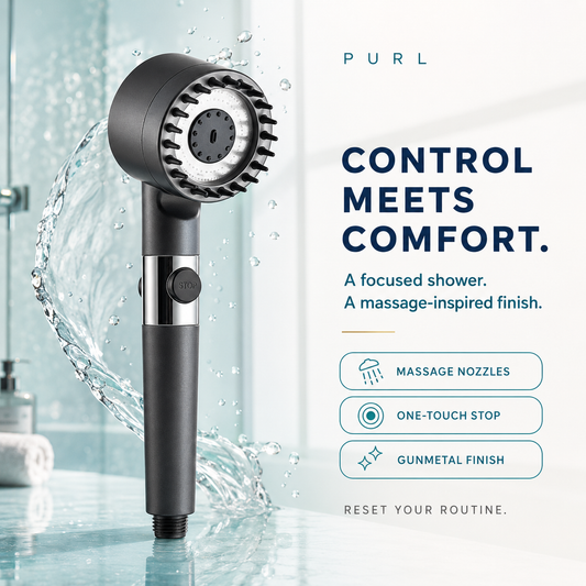 Purl™ Filtered Shower Head — High-Pressure Boost + Hard Water Filter