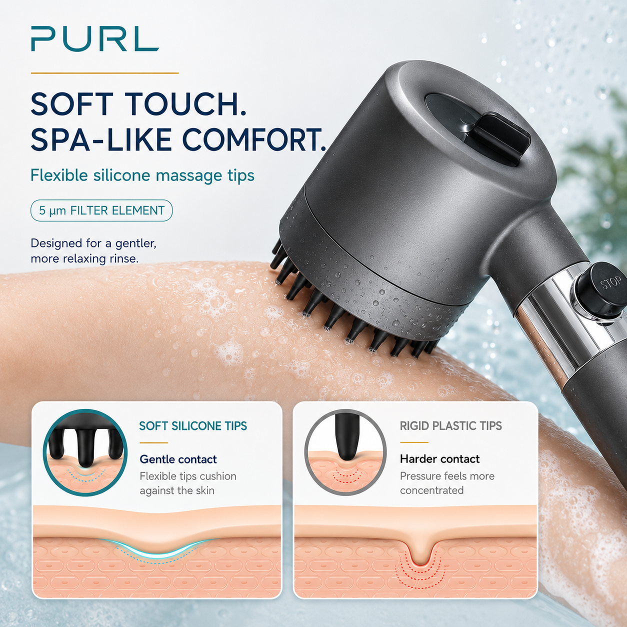 Purl™ Filtered Shower Head — High-Pressure Boost + Hard Water Filter