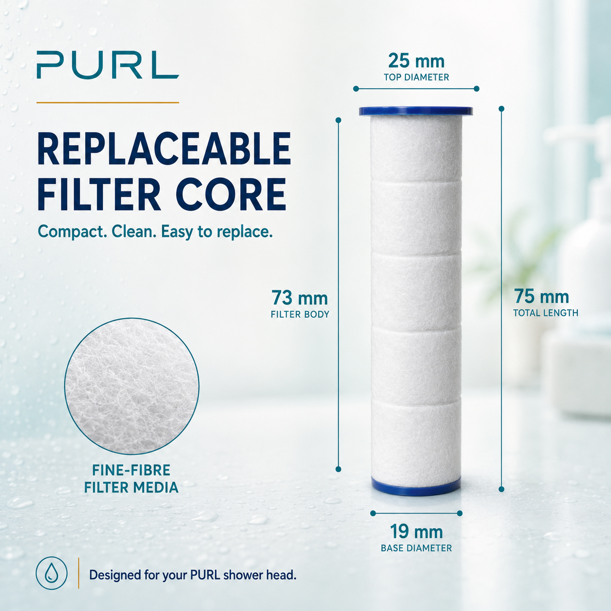 Purl™ Filtered Shower Head — High-Pressure Boost + Hard Water Filter